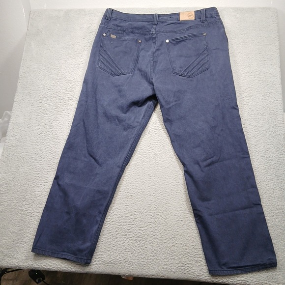 Akademiks Jeans Men's 46x34 Blue Denim Relaxed Fit Streetwear - Picture 3 of 11